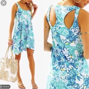 Lilly Pulitzer Womens Pima Cotton Tank Dress XS Blue In A Pinch Monterey Beach